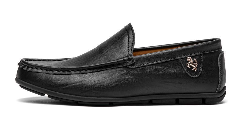 Go Tour Menâ€™s Casual Leather Fashion Slip on Loafers Shoes Black B 12/49 - Image 3